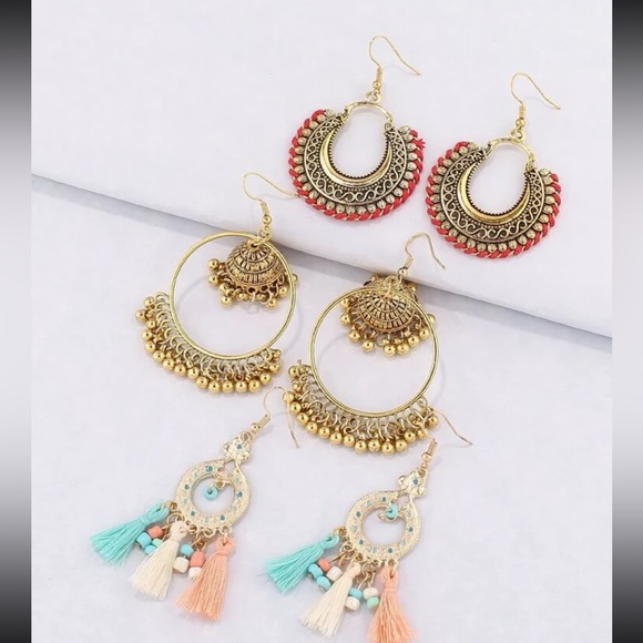 3pairs Tassel Detail Earrings - Picture 3 of 3